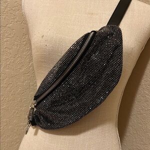 Elegant Black Rhinestone Crossbody Bag